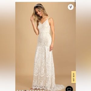 Lulus Flynn White Lace Maxi Dress Wedding Dress